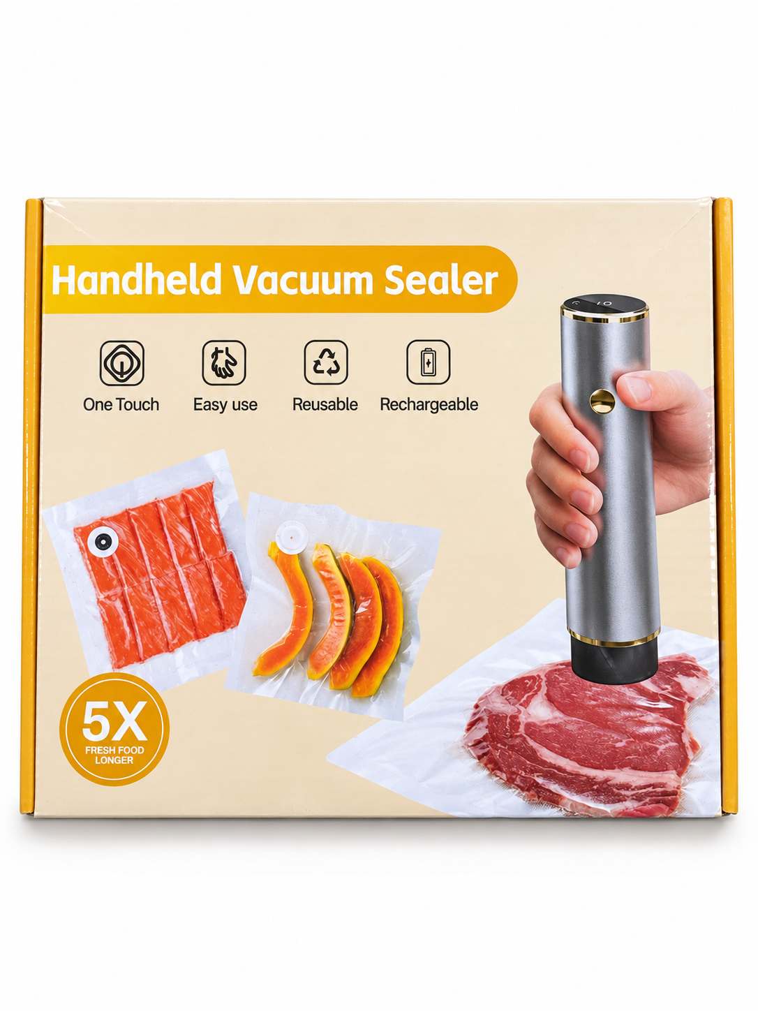 Rechargeable Handheld Food Vacuum Sealer w/ Reusable Bags
