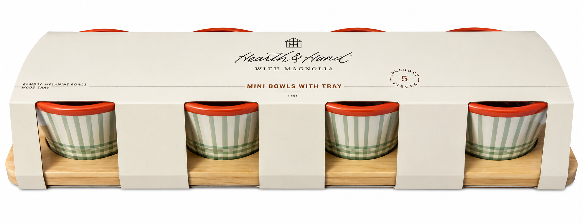 Hearth & Hand with Magnolia Mini Bowls with Wood Tray – 5-Piece Set