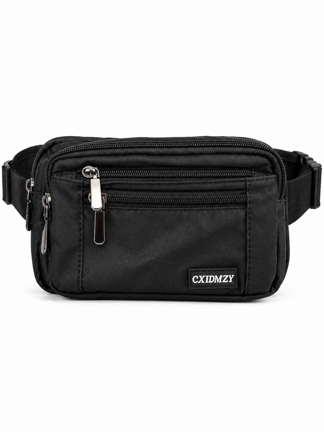 CXWMZY Black Multi-Pocket Waist Bag – Adjustable Fanny Pack for Travel, Walking & Outdoors