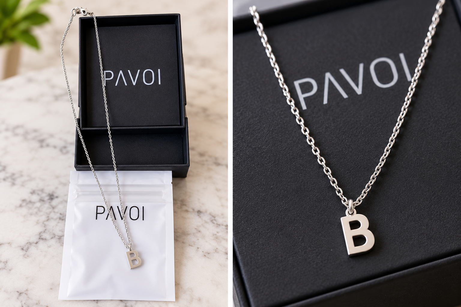 PAVOI Initial “B” Pendant Necklace – Silver Tone