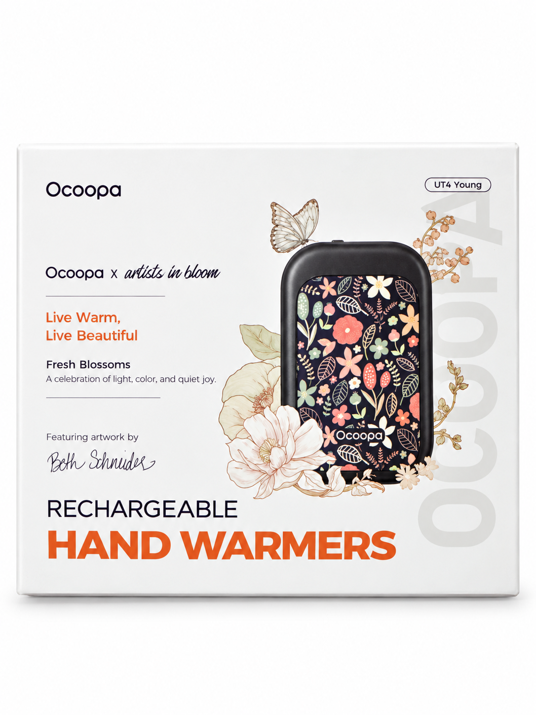 OCOOPA UT4 Young Rechargeable Hand Warmers – Fresh Blossoms, 2-Pack