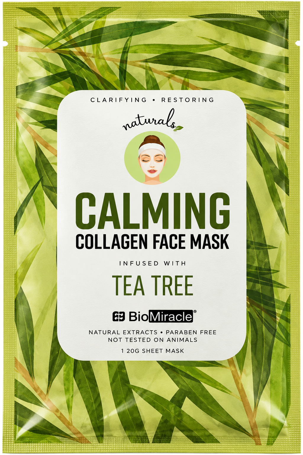 BioMiracle Naturals Calming Collagen Face Mask – Tea Tree