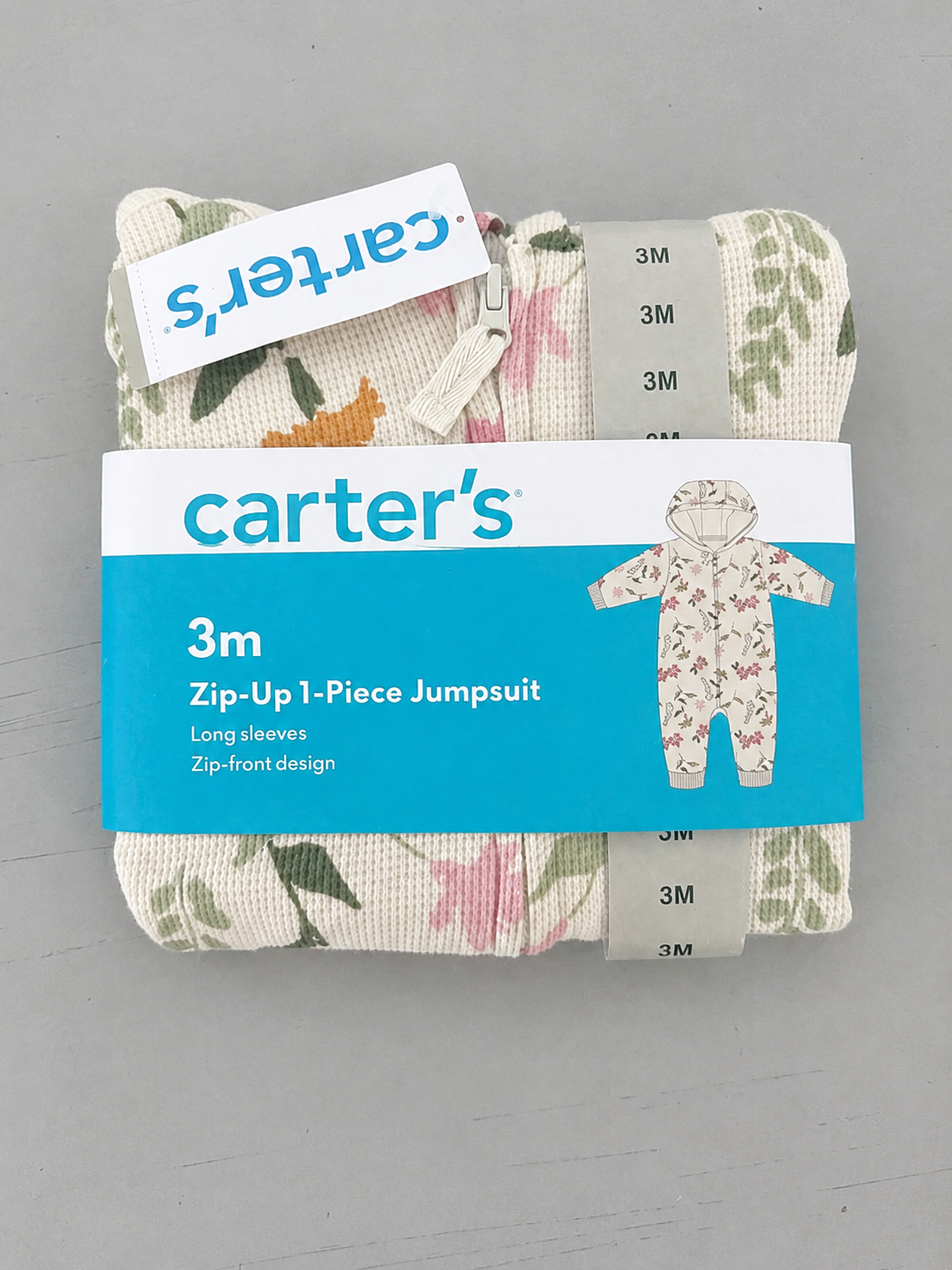 CARTER’S - Zip-up 1-Piece Jumpsuit 3M