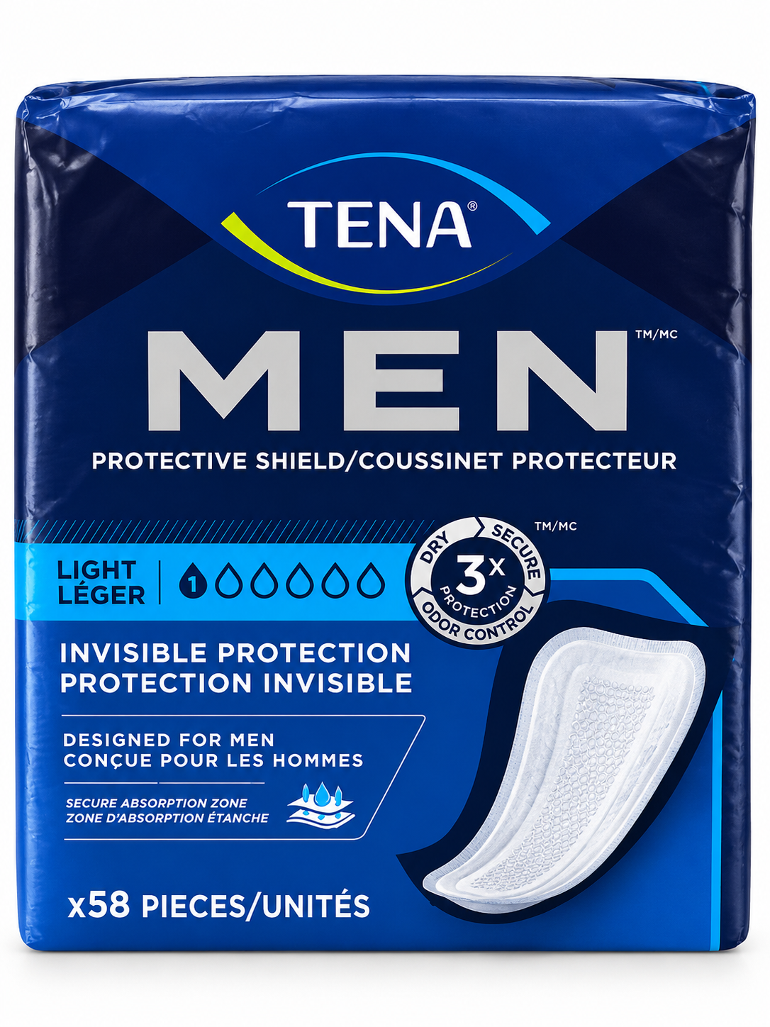 TENA Men Protective Shields – Light Absorbency | 58 Count