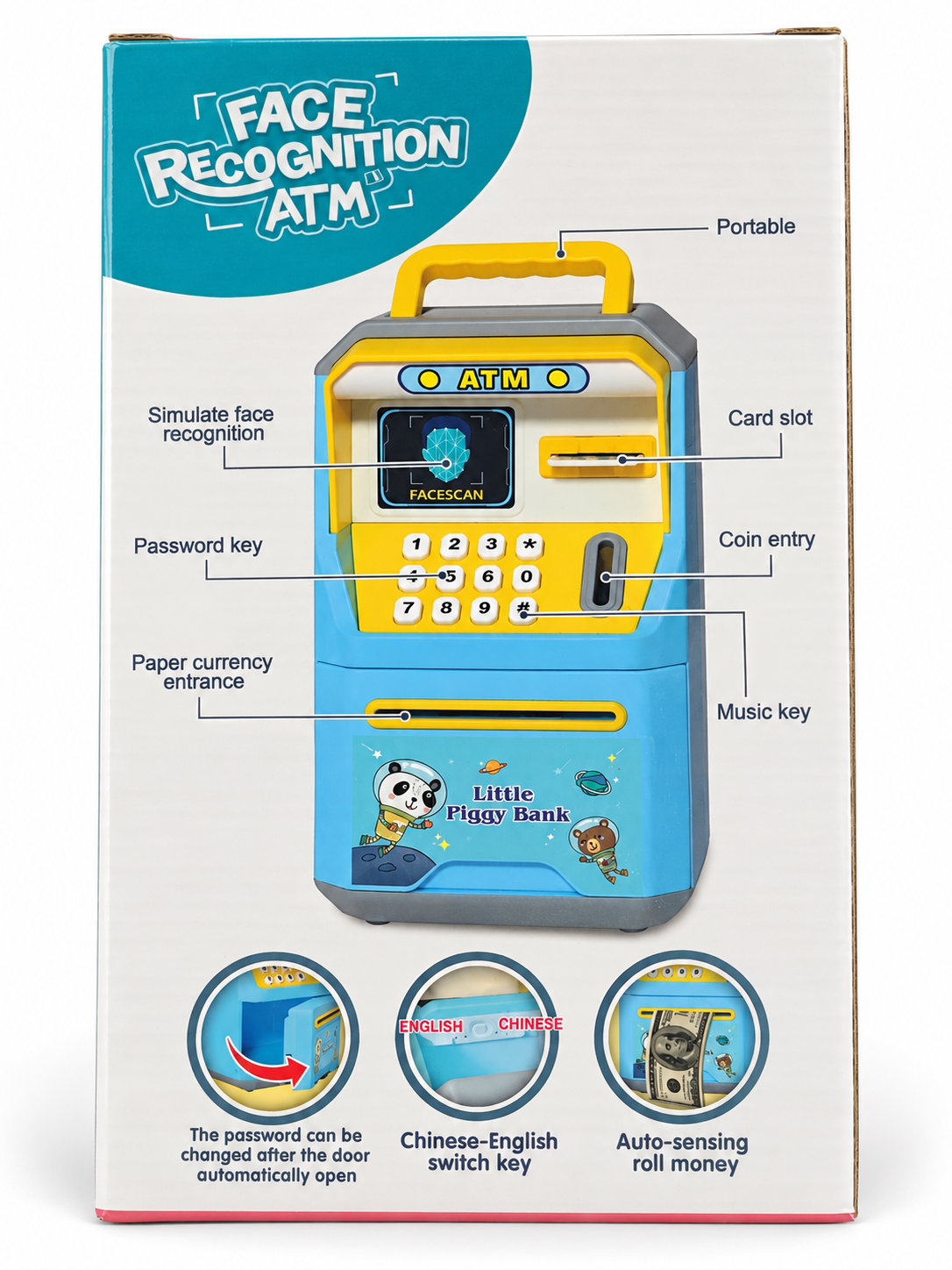 Electronic ATM Piggy Bank – Blue & Yellow