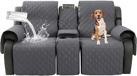 Waterproof Reclining Loveseat Cover with Center Console – Gray, 2-Seater
