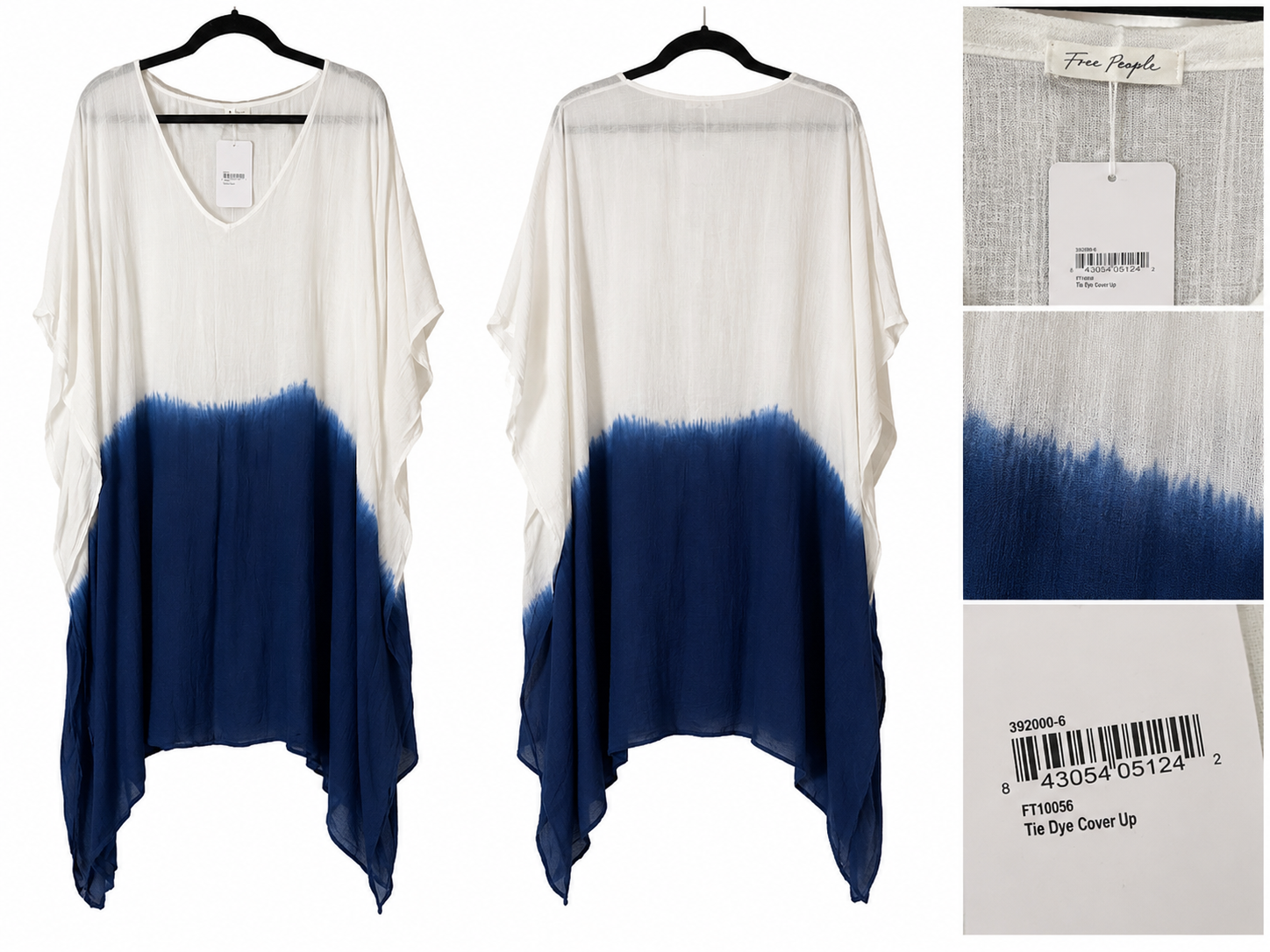 Women's Blue & White Tie-Dye Swim Cover-Up - OSFM