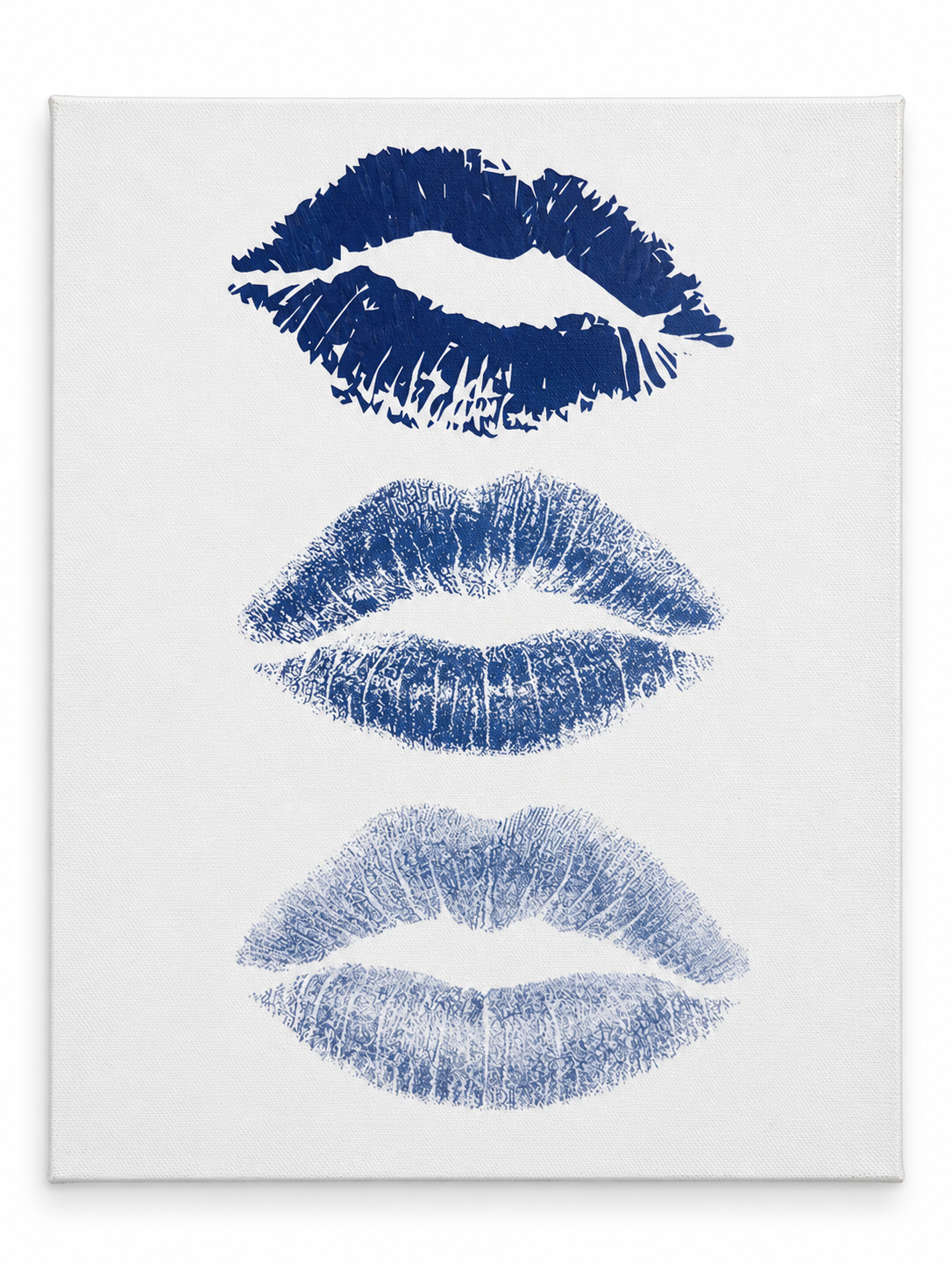 Blue Lipstick Kisses Wall Decor – 12” × 15”