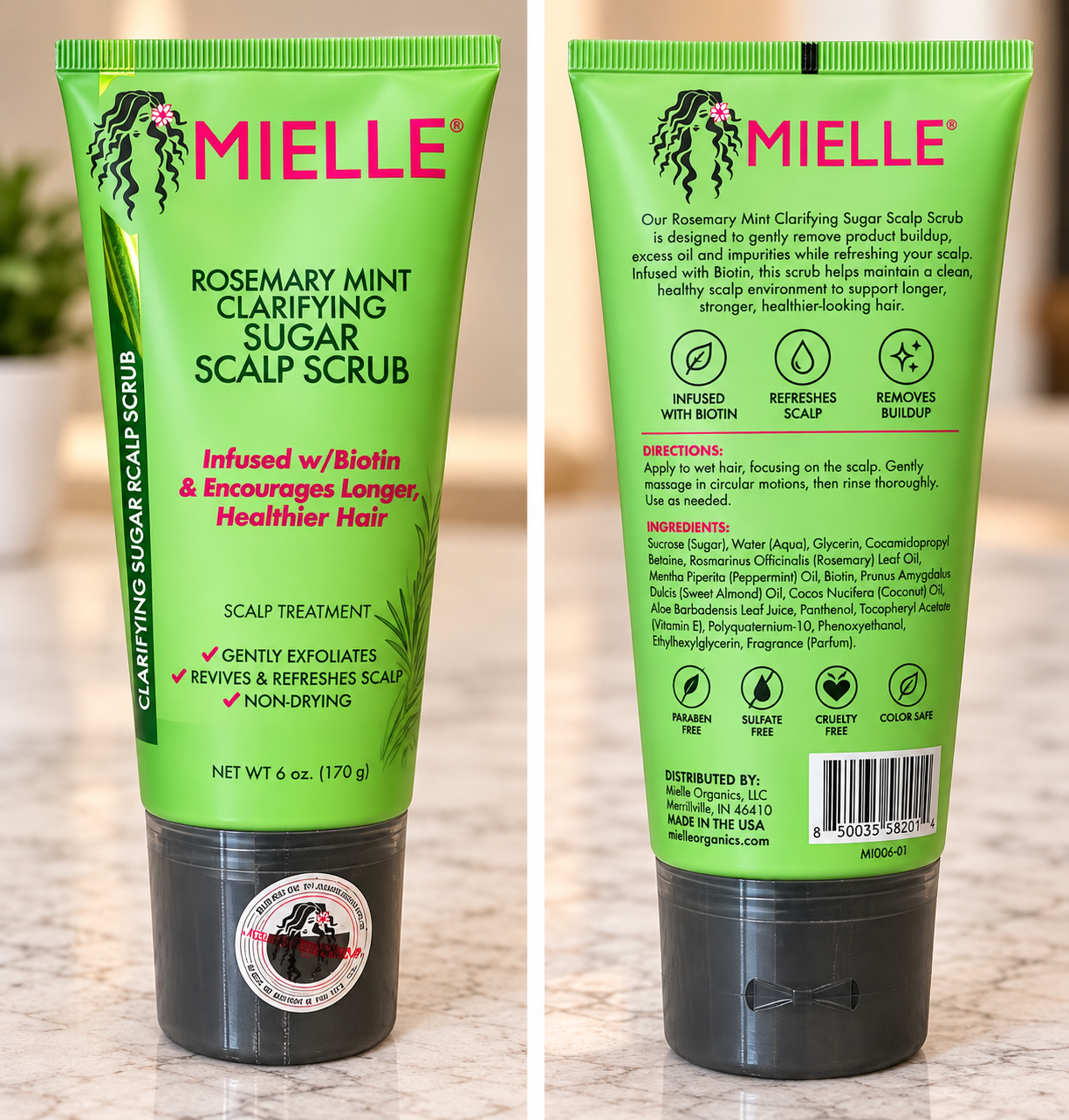 Mielle Rosemary Mint Clarifying Sugar Scalp Scrub – 6 oz