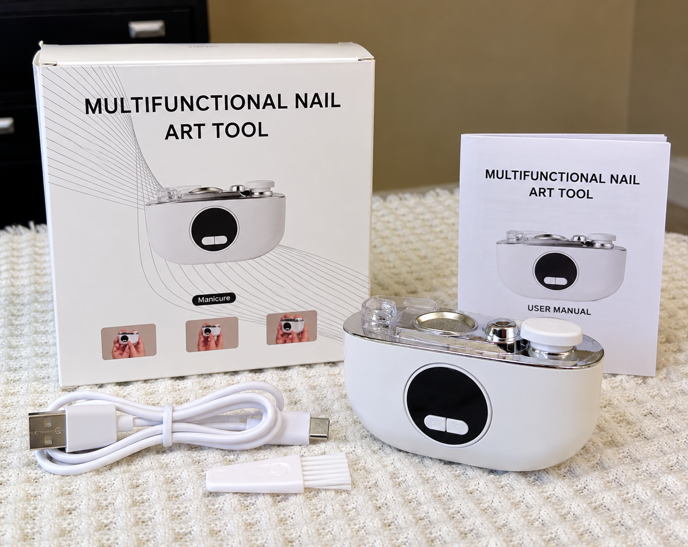 Multifunctional Electric Nail Clipper & Polisher – White