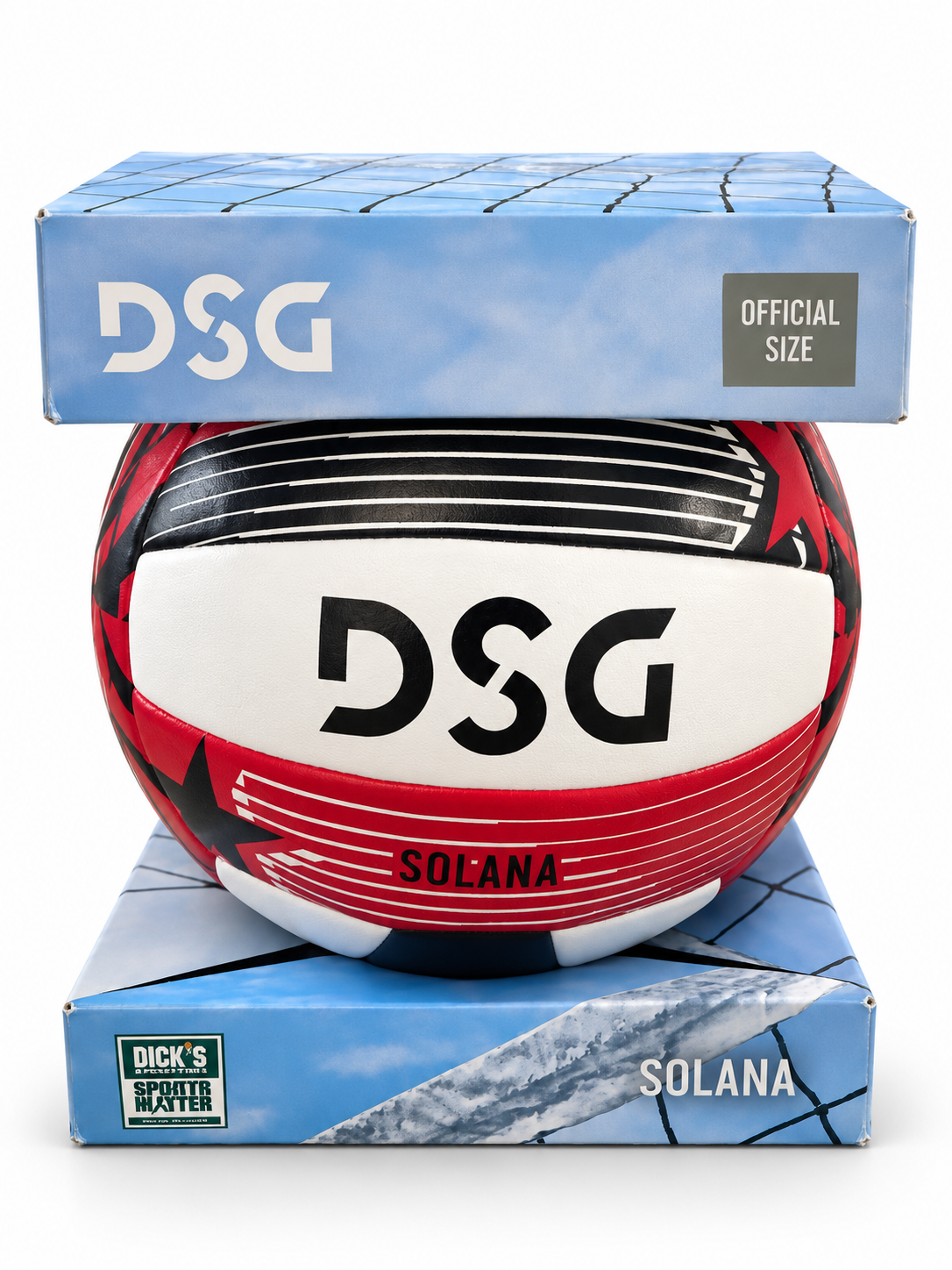DSG Solana Official-Size Volleyball – Red, Black & White