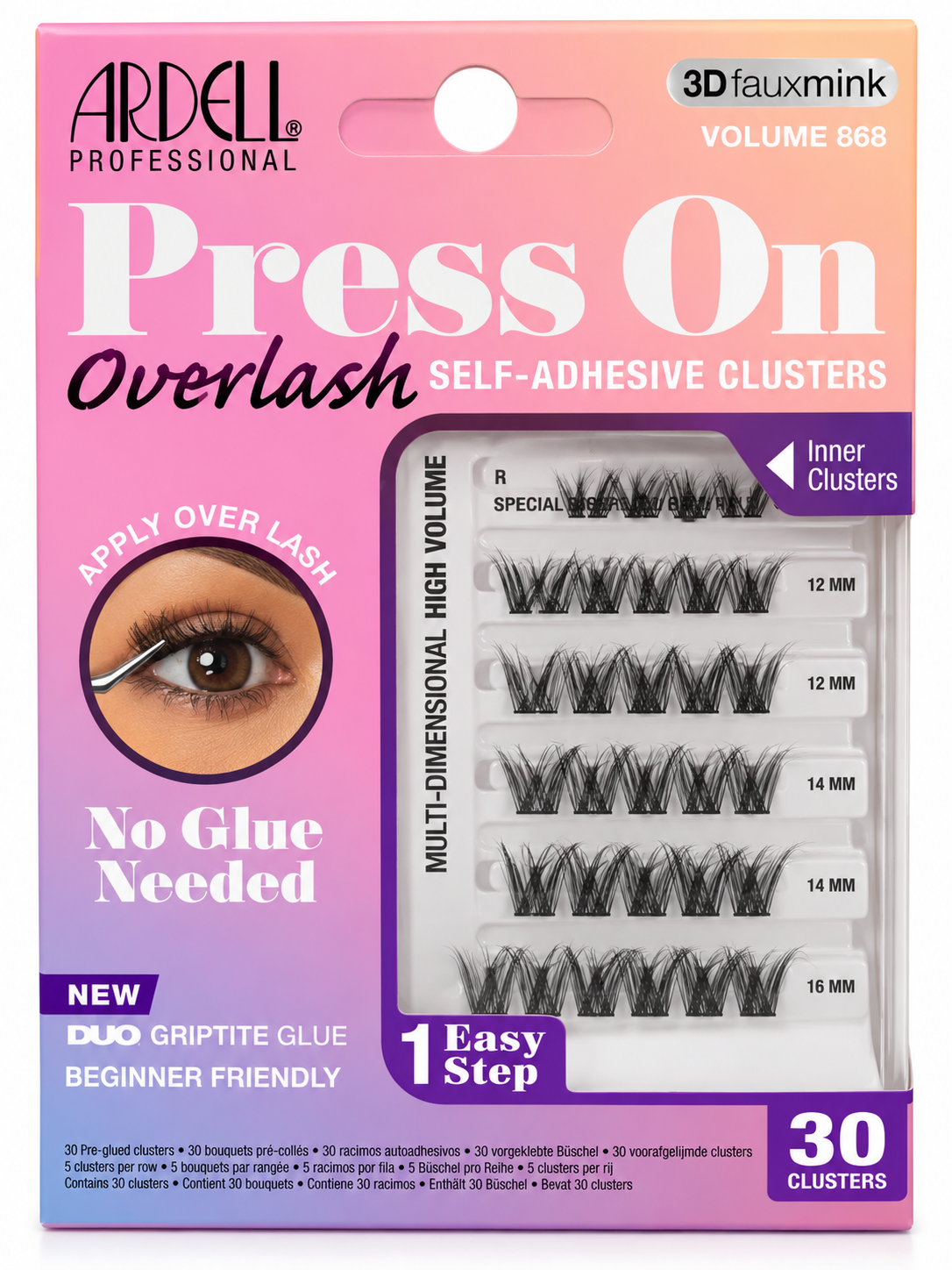 Ardell Press On Overlash Self-Adhesive Lash Clusters – 3D Faux Mink Volume 868