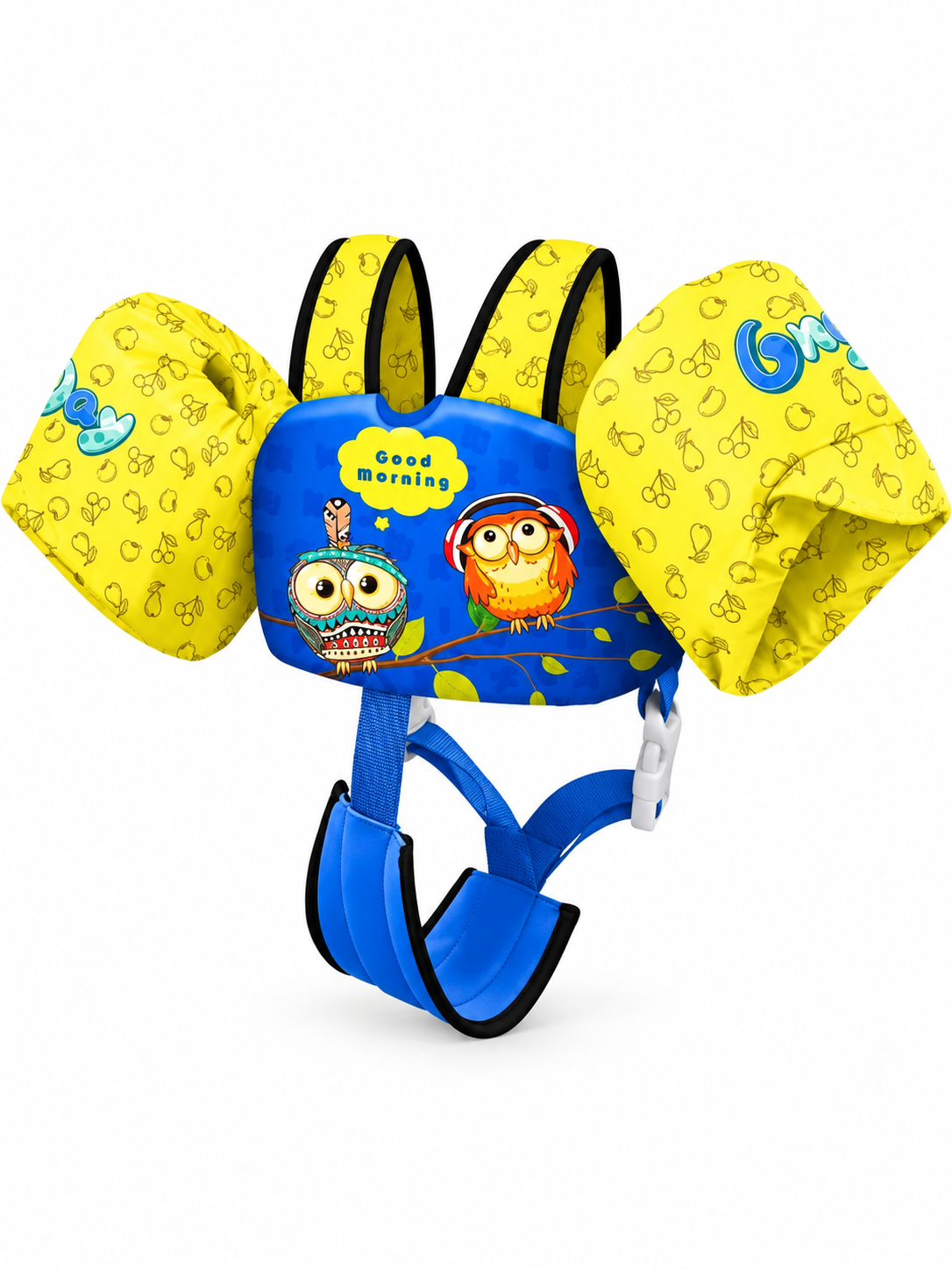 CHRIFFER Kids’ Swim Vest – Blue Owl Print, 30–50 lbs