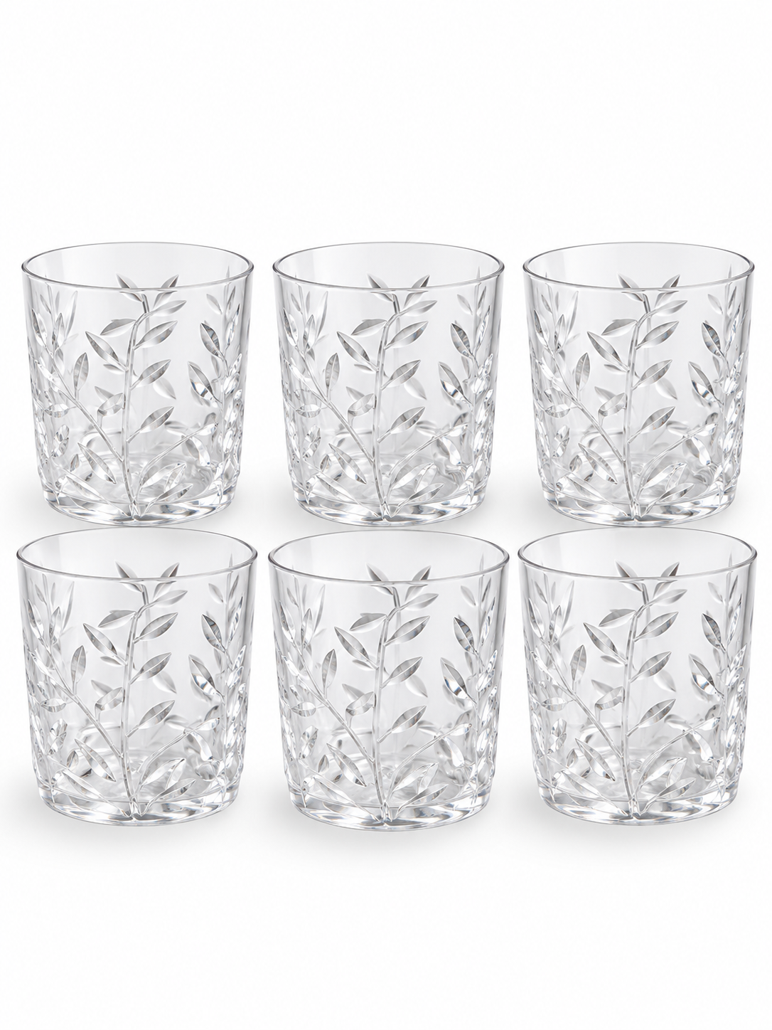 Leaf-Pattern Acrylic Tumblers – Set of 6
