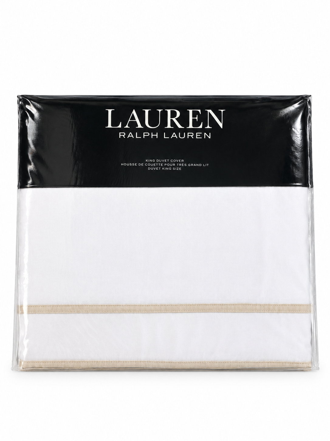 Lauren Ralph Lauren Spencer Border Sateen Duvet Cover – King, White/Flax