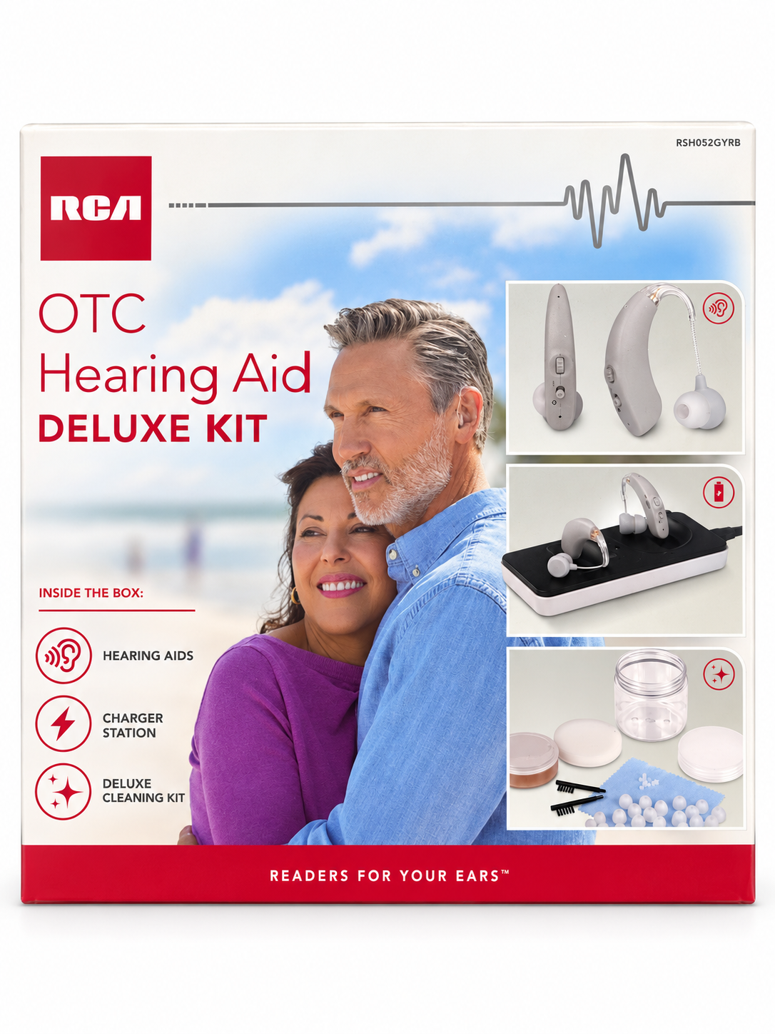 RCA OTC Hearing Aid Deluxe Kit – Gray, RSH052GYRB