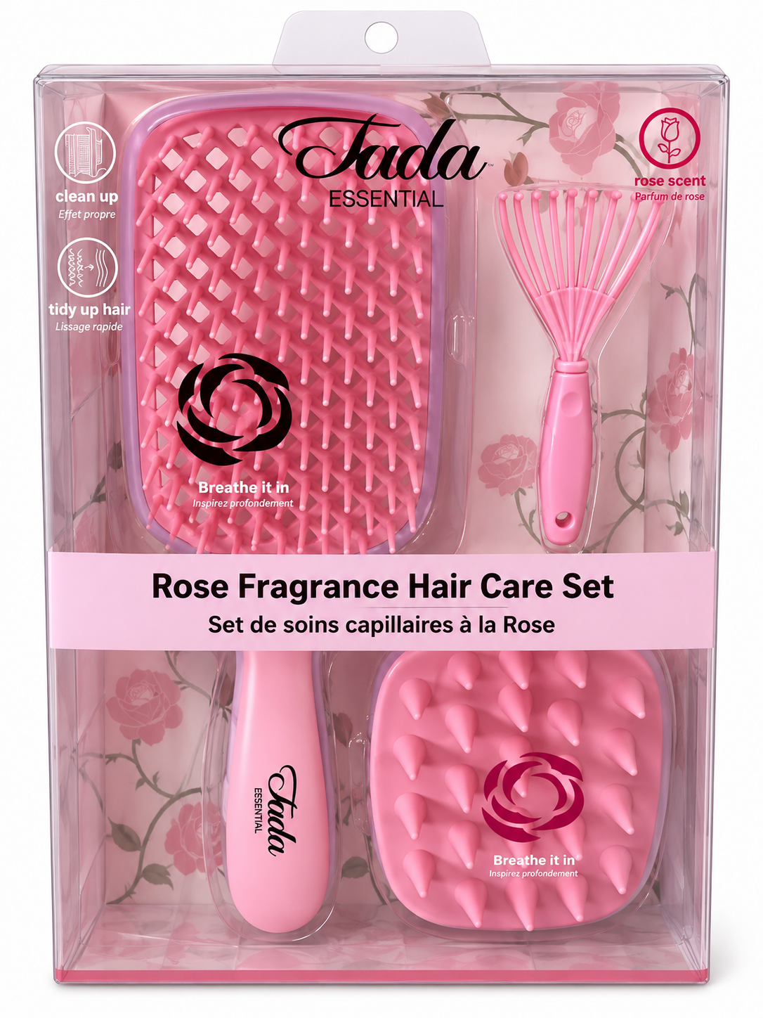 Fuda Essential Rose Fragrance Hair Care Set – Pink