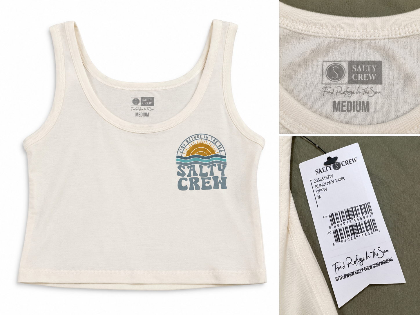Salty Crew Women's Sundown Crop Tank – Off White – Medium