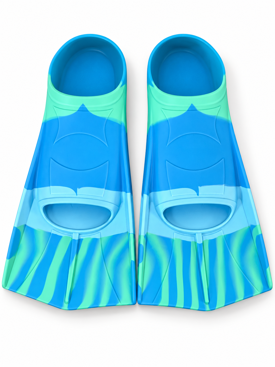 Short-Blade Swim Fins – Blue/Green, Size Large