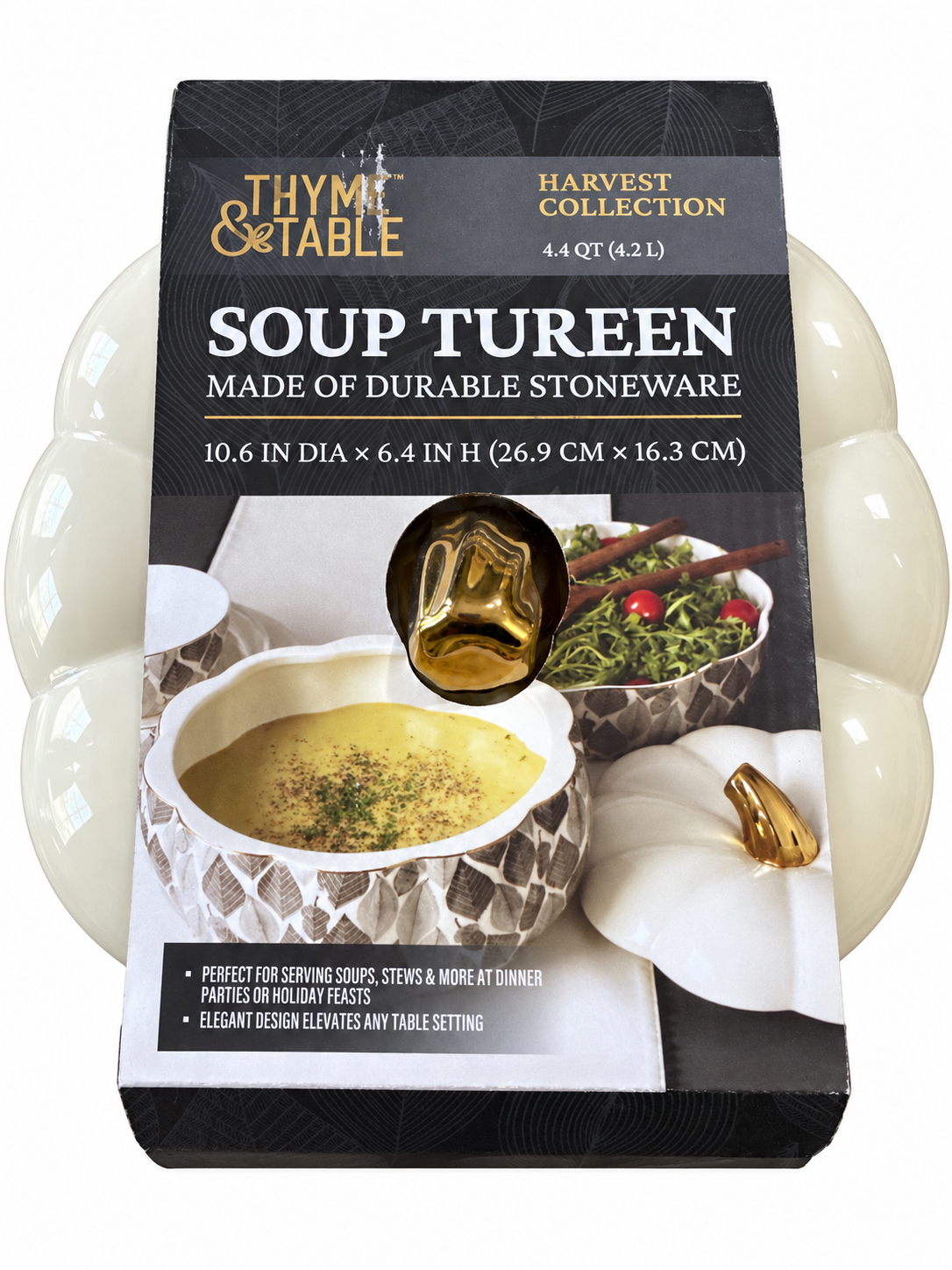 Thyme & Table Harvest Stoneware Soup Tureen – 4.4 Qt
