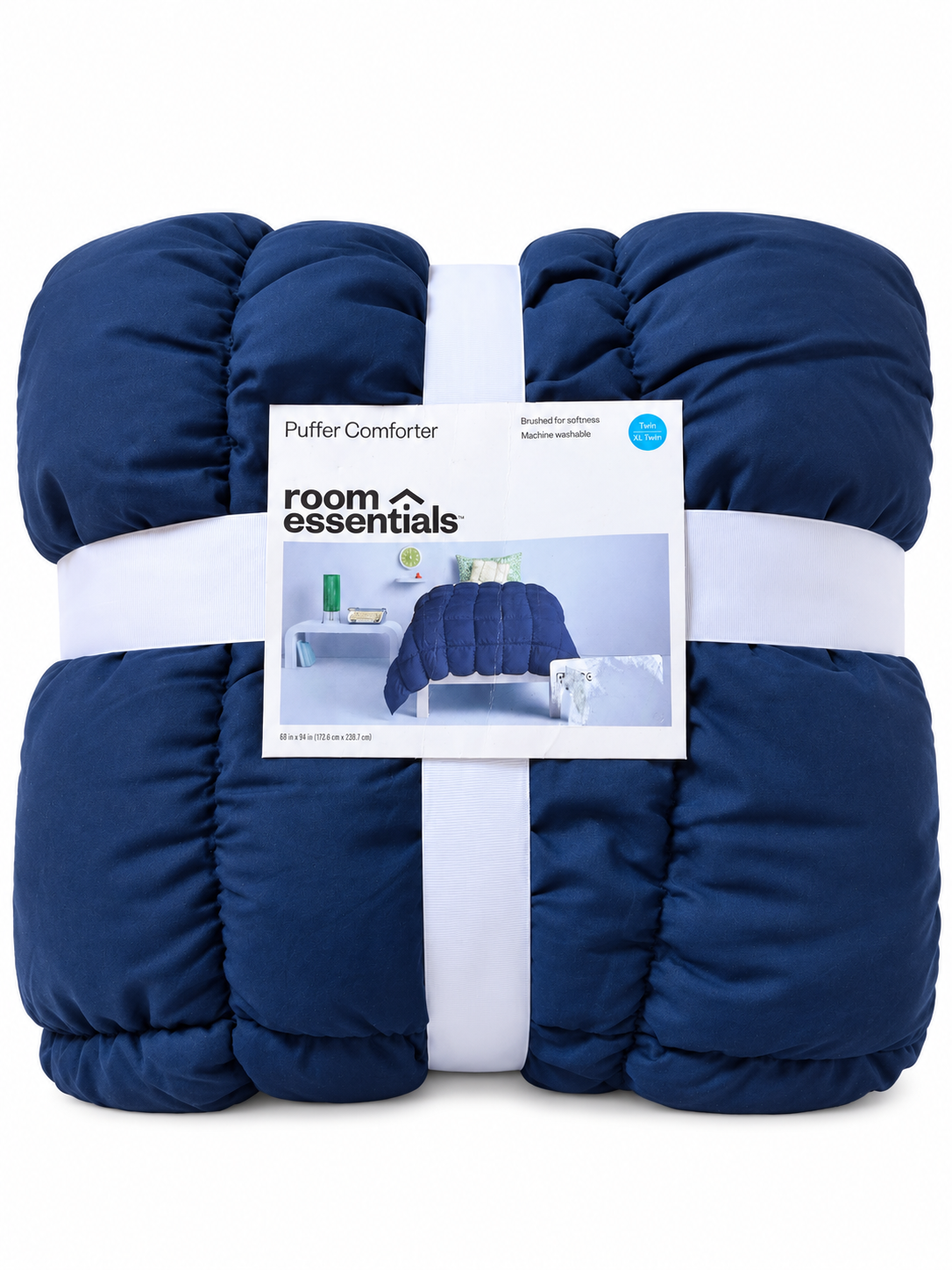 Room Essentials Puffer Comforter – Navy Blue, Twin/Twin XL