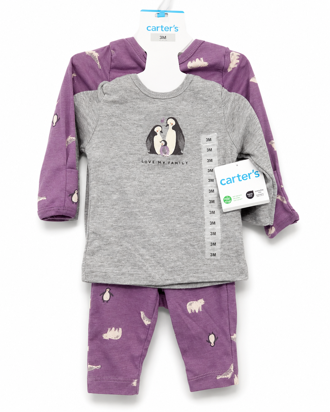 CARTER'S 3-Piece Purple & Gray (3M)
