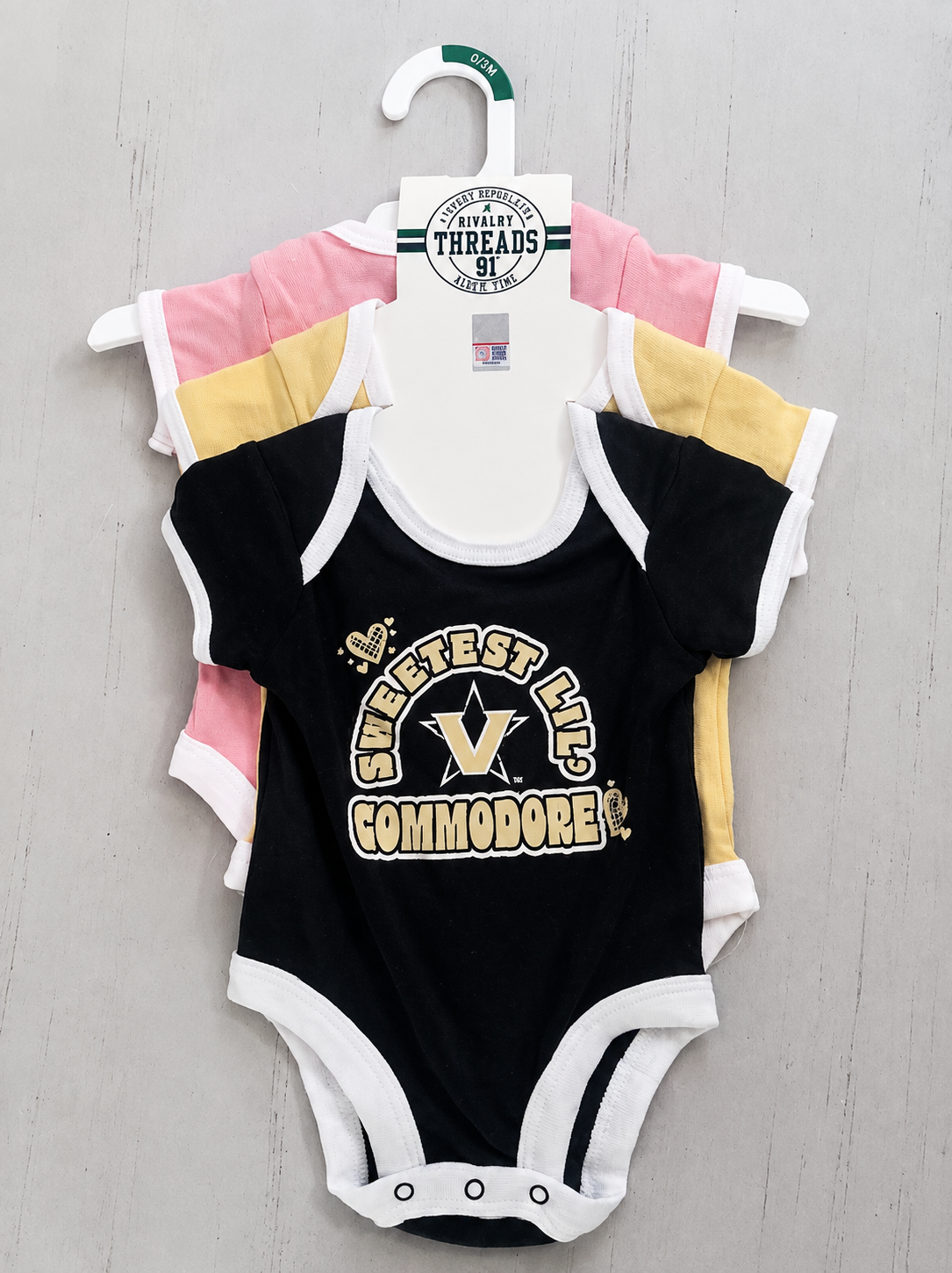 Knights Apparel - Rivalry Threads 91 - 3 Piece Vanderbilt Commodores Baby Set 0-3M