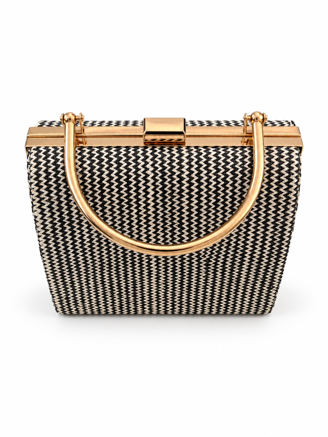Black & Cream Woven Box Handbag