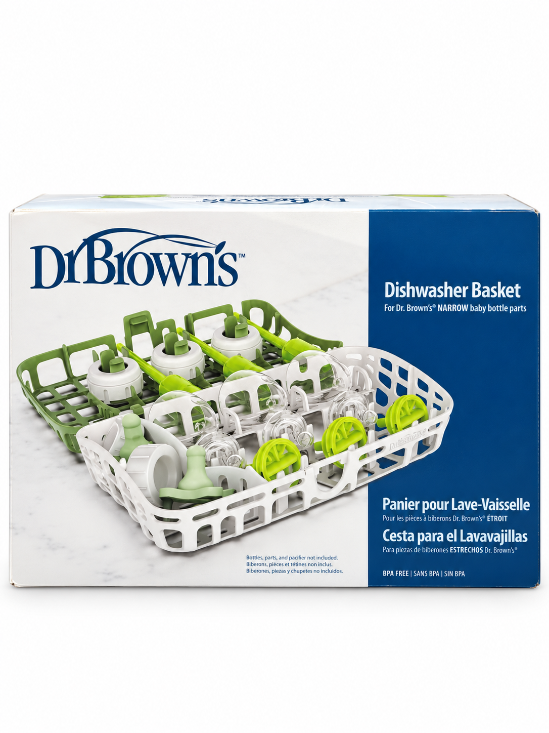 Dr. Brown’s Options+ Dishwasher Basket for Narrow Bottle Parts – Green & White