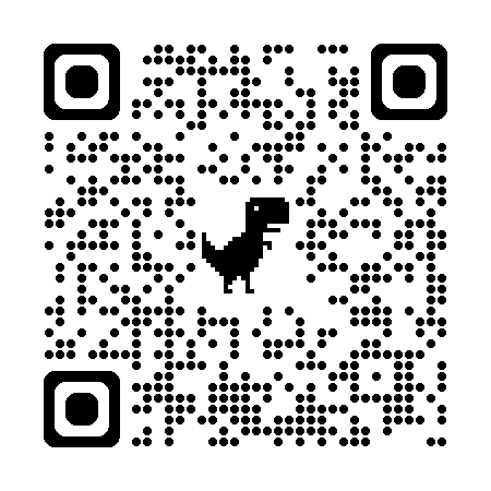 QR code with a dinosaur silhouette in the center