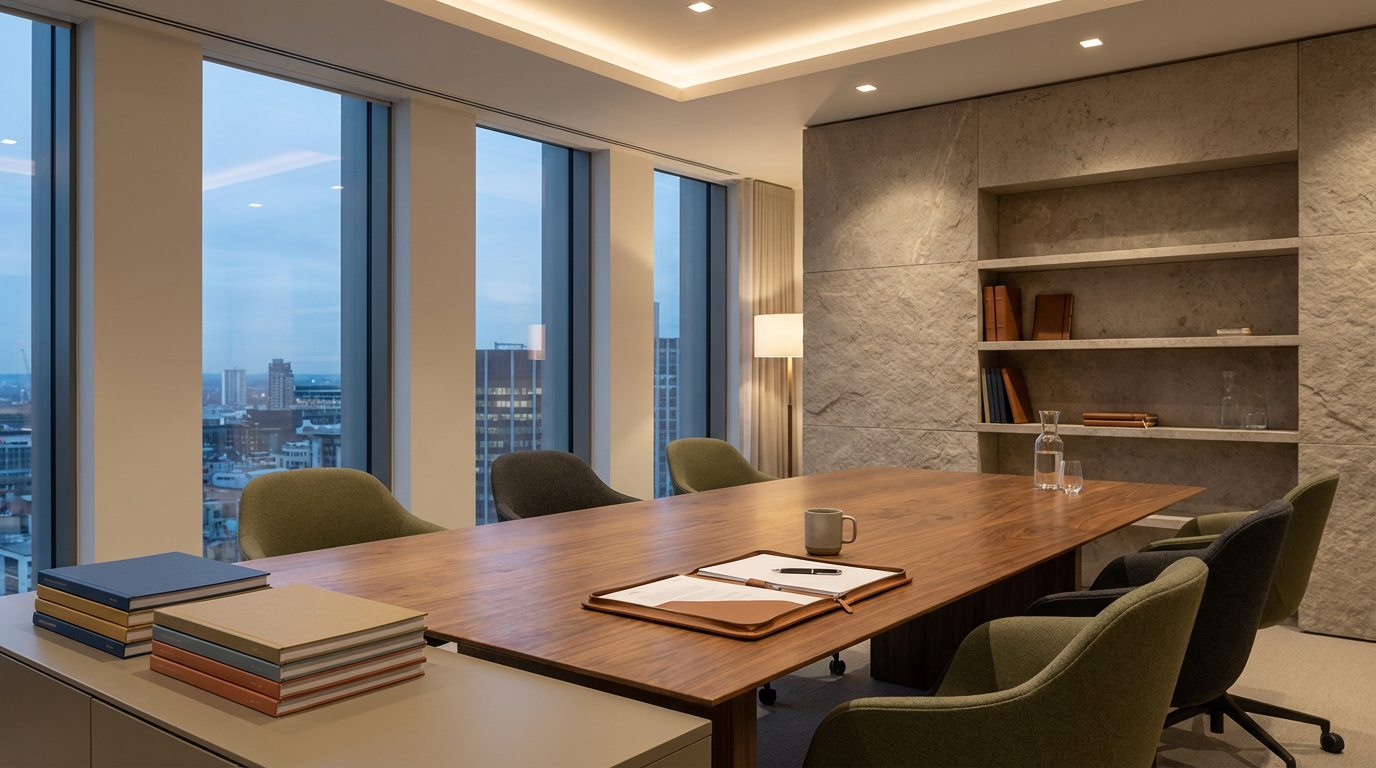 Espacio de reunión con vista a la ciudad