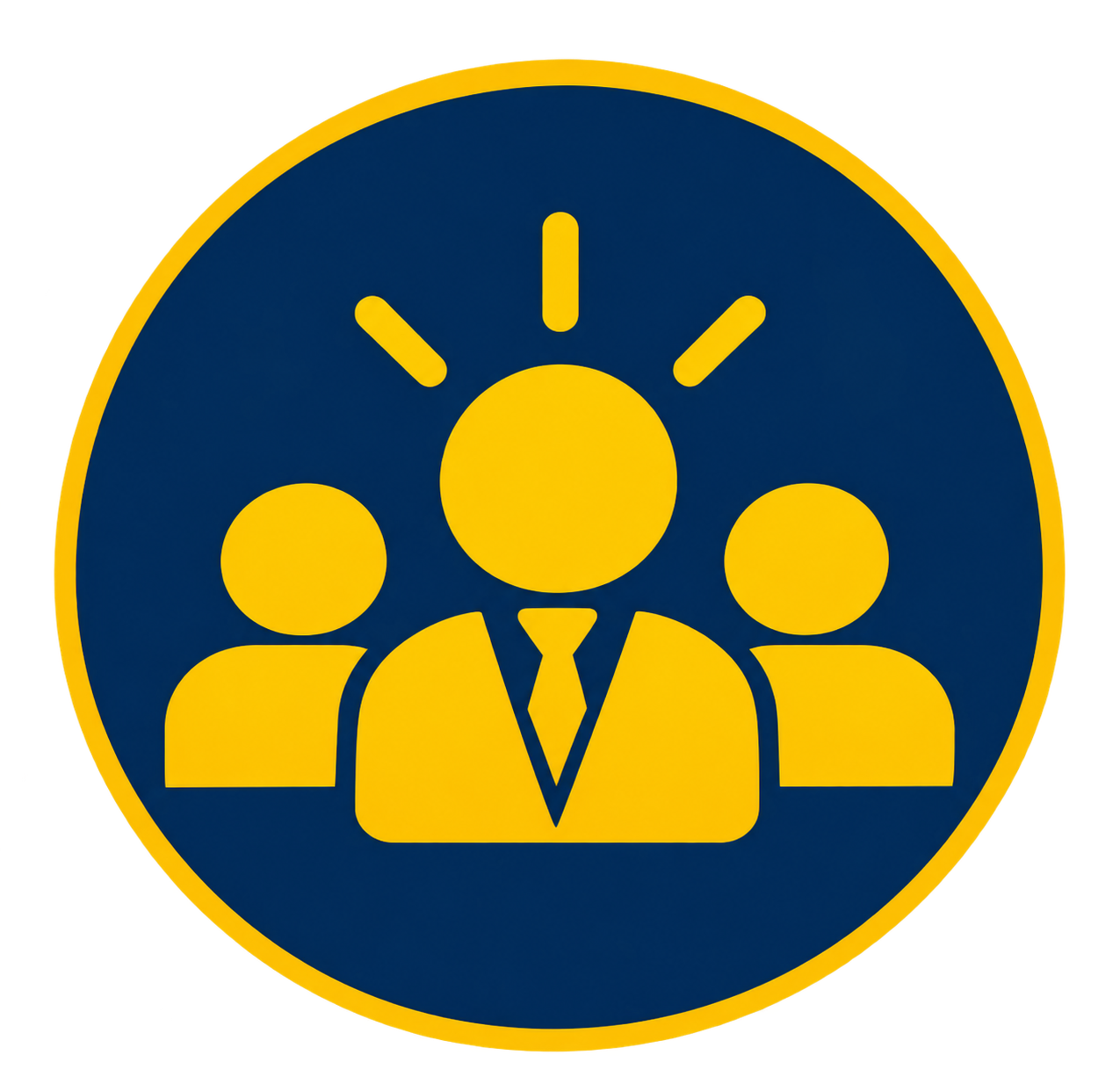 Icon of three businesspeople with a clock above, symbolizing teamwork or project management.