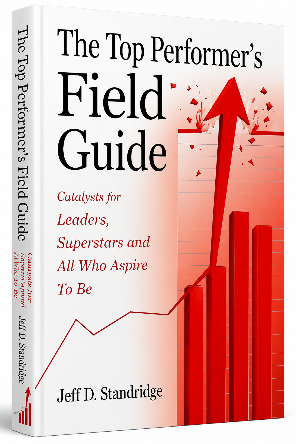 Book cover titled 'The Top Performer's Field Guide' with a red upward arrow and bar chart graphical elements.