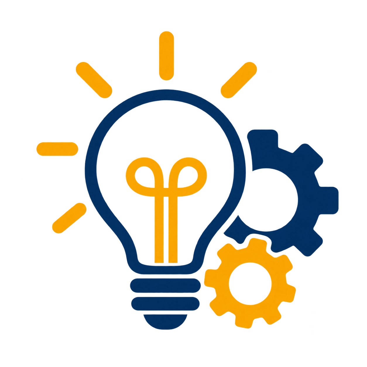 Illustration of a light bulb with a dollar sign inside, surrounded by yellow and orange gears and light rays, symbolizing innovation and financial growth.