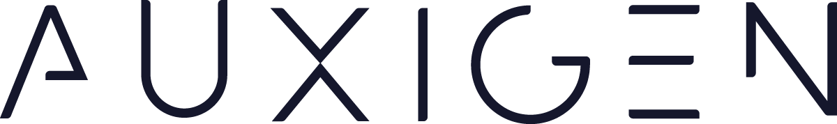 Text that reads 'AUXIGEN' in large, stylized font.