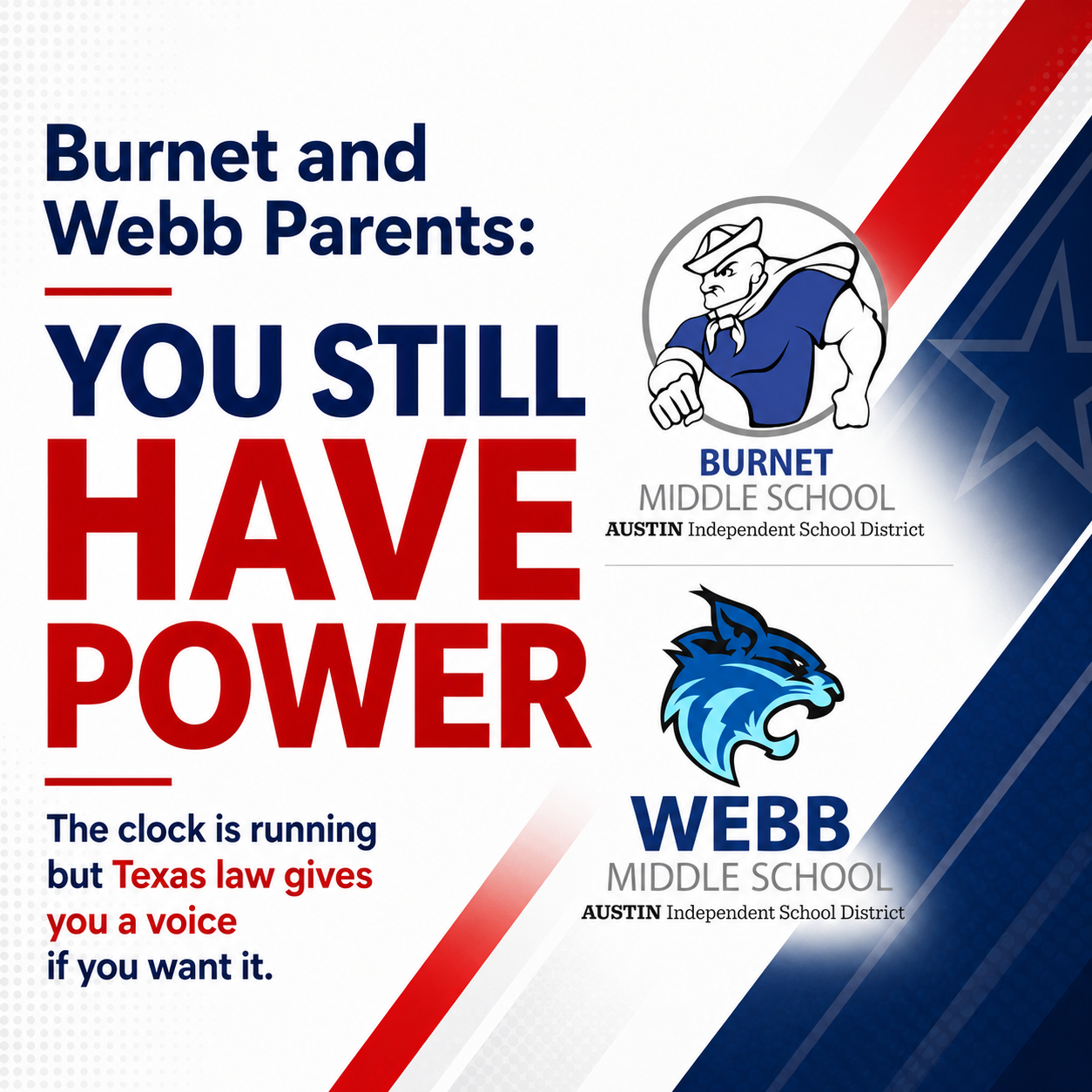 Burnet and Webb Parents: You Still Have Some Power Over the AISD Issue.
