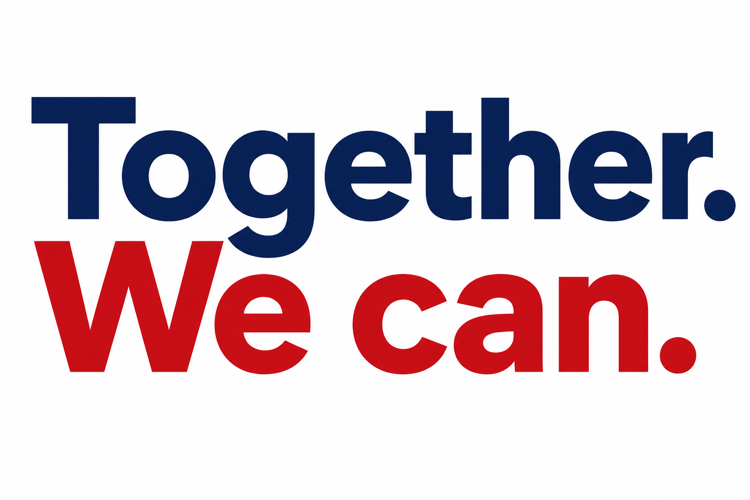The image has the phrase 'Together. We can.' with 'Together.' in blue and 'We can.' in red on a white background.