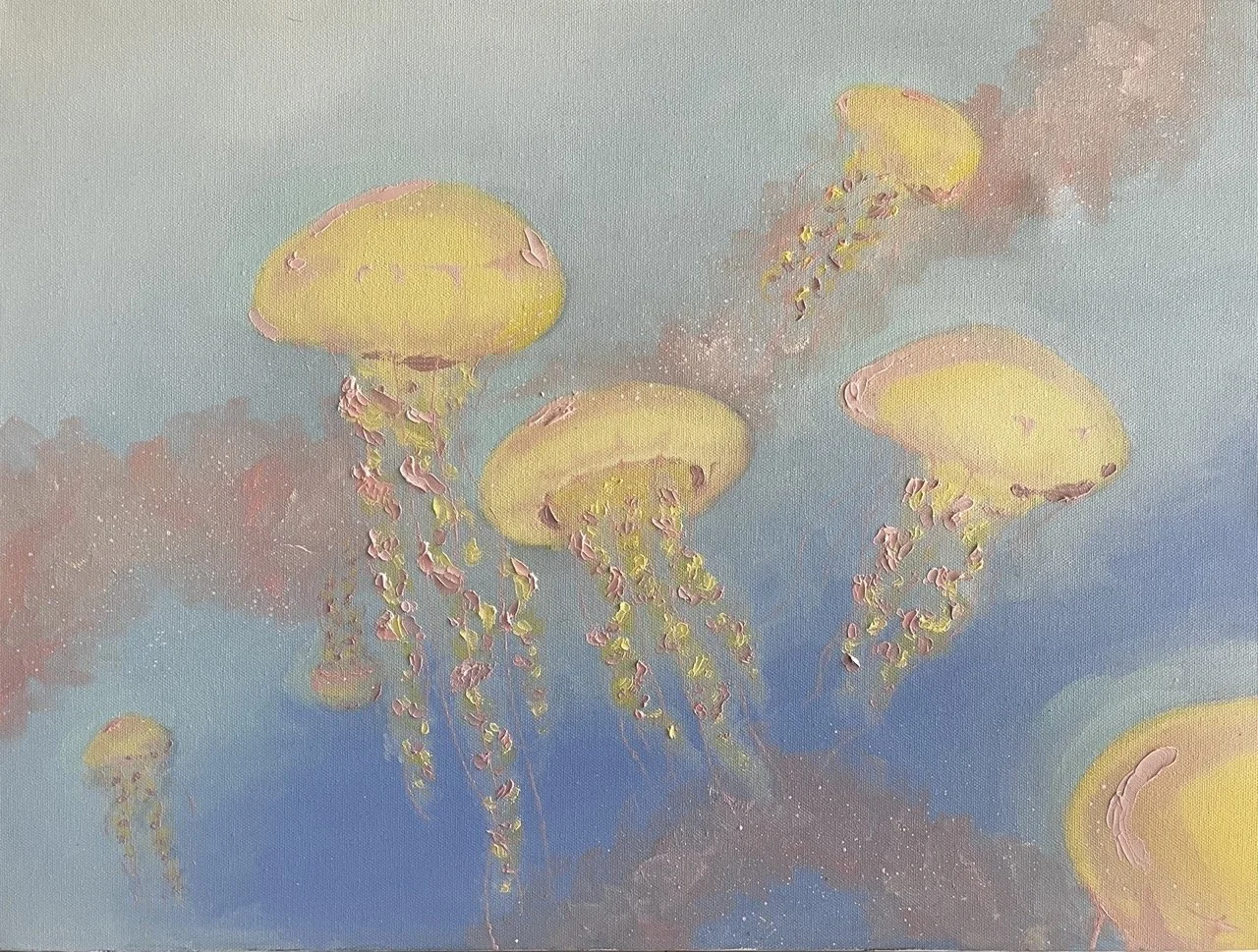 Serene Jellyfish, 18x24", Oil Paint on Canvas