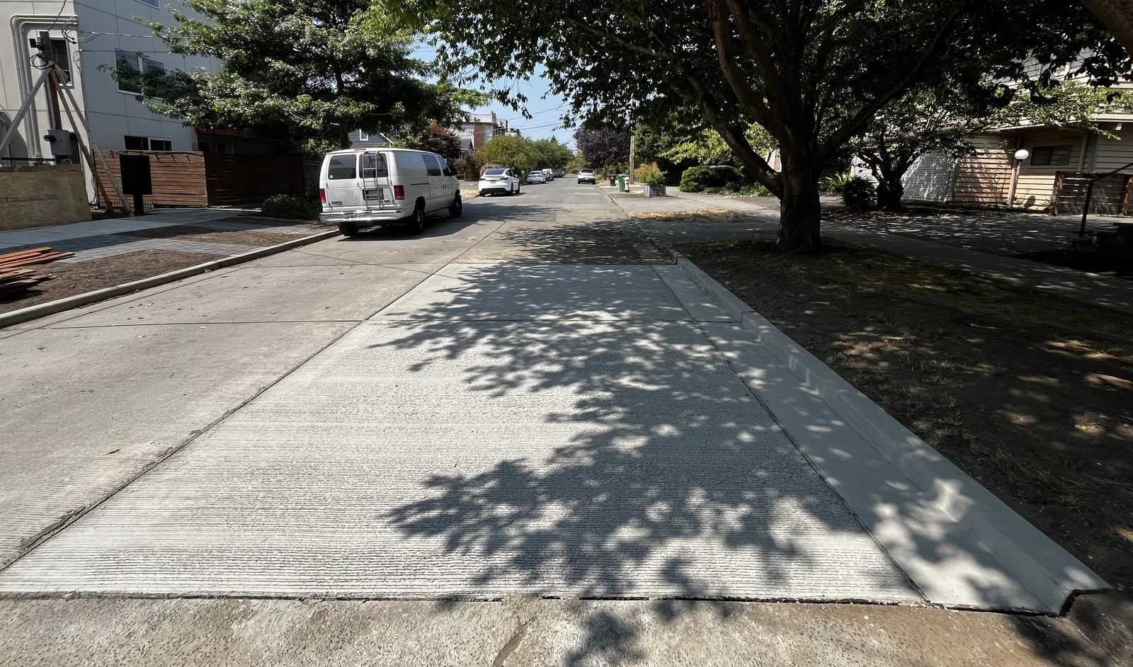 Completed street panels, curb, and gutter in the Seattle right-of-way