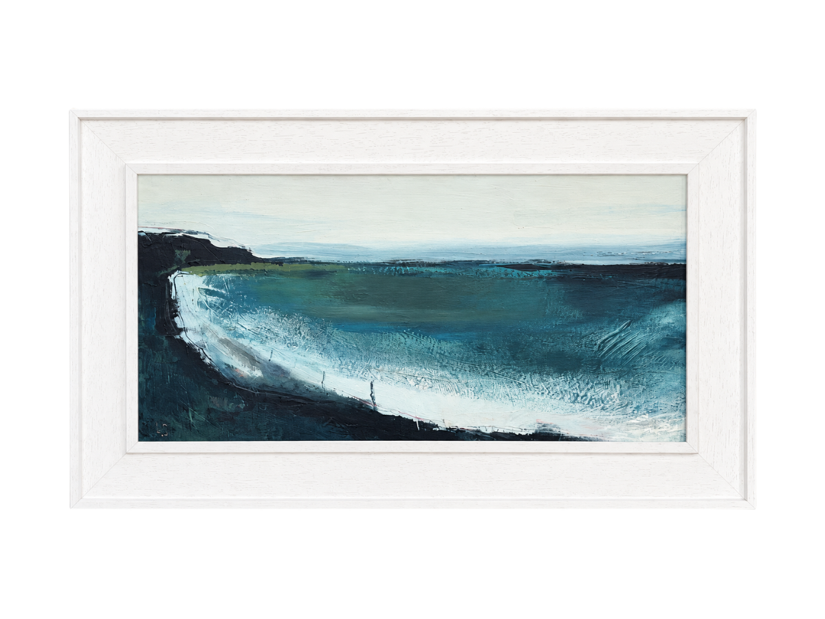 Dark Shore I - £495.

Acrylic on board, framed in a St Ives frame. 

Dimensions: 

Framed 64×39cm 

Image 50×25cm