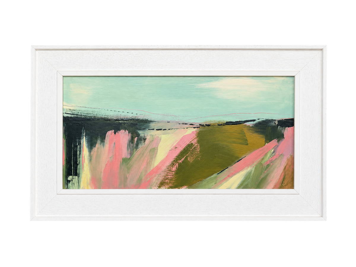 Open Ground I - £495. 

Acrylic on board, framed in a St Ives frame. 

Dimensions: 

Framed 64×39cm 

Image 50×25cm