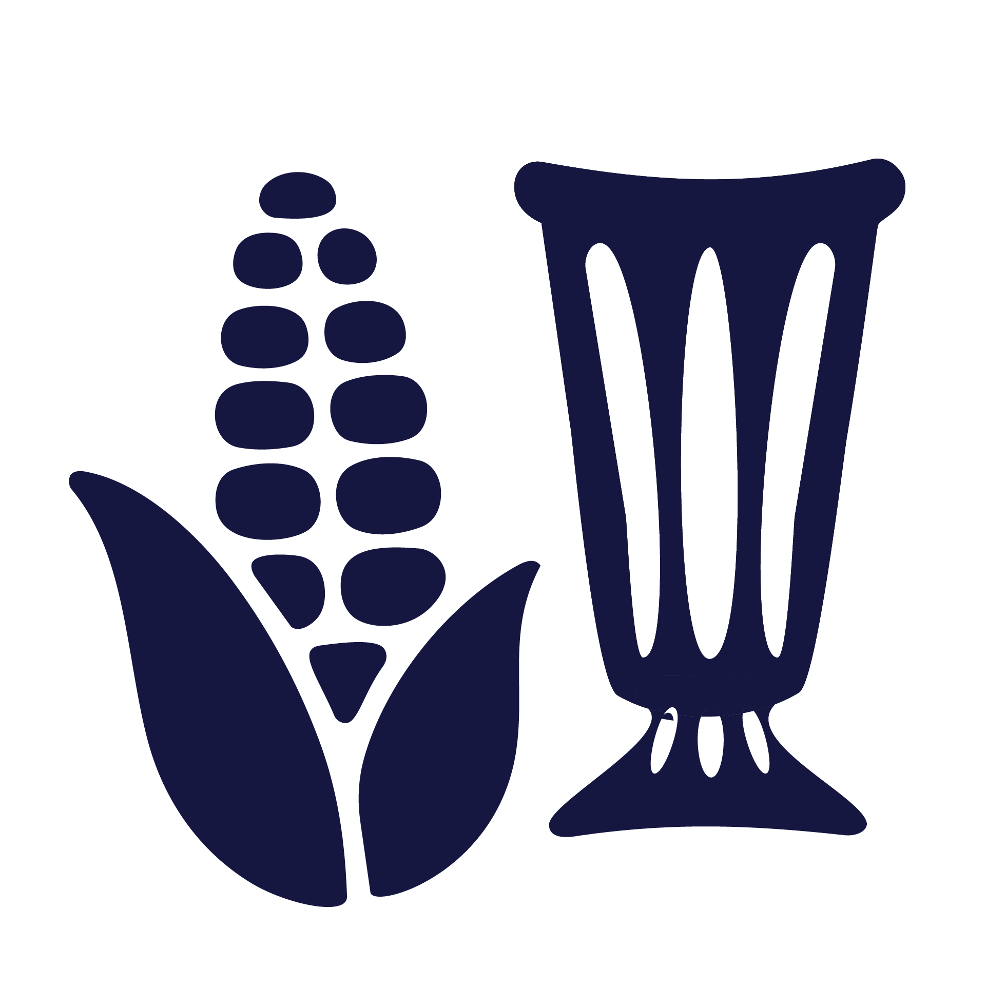 Icono de maíz y vaso alto para bebidas