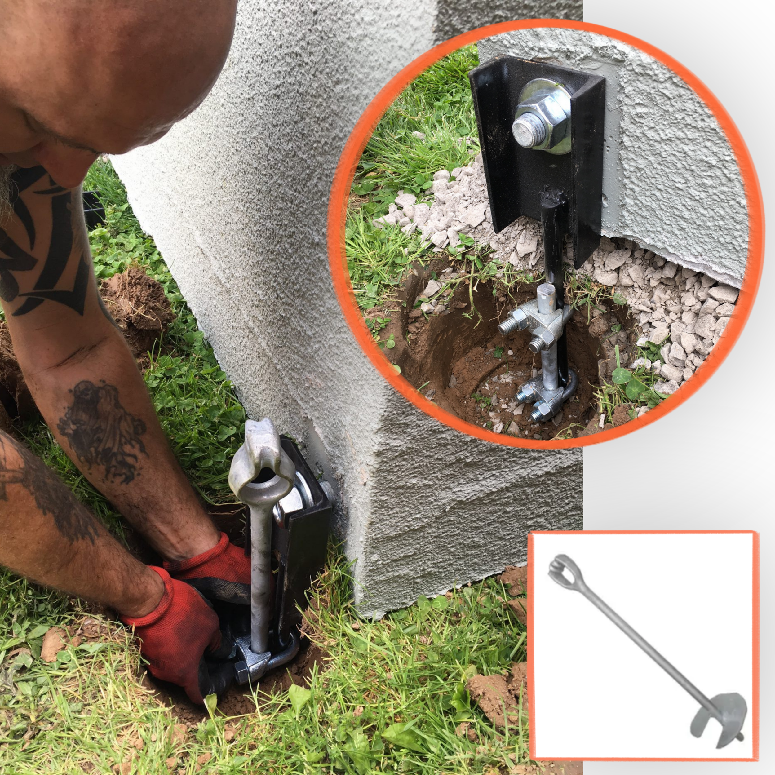 When the shelter is installed on ground or gravel, a 4' in-ground no-wrench earth anchor is used at the four corners. Installation of the anchors is included in the price.