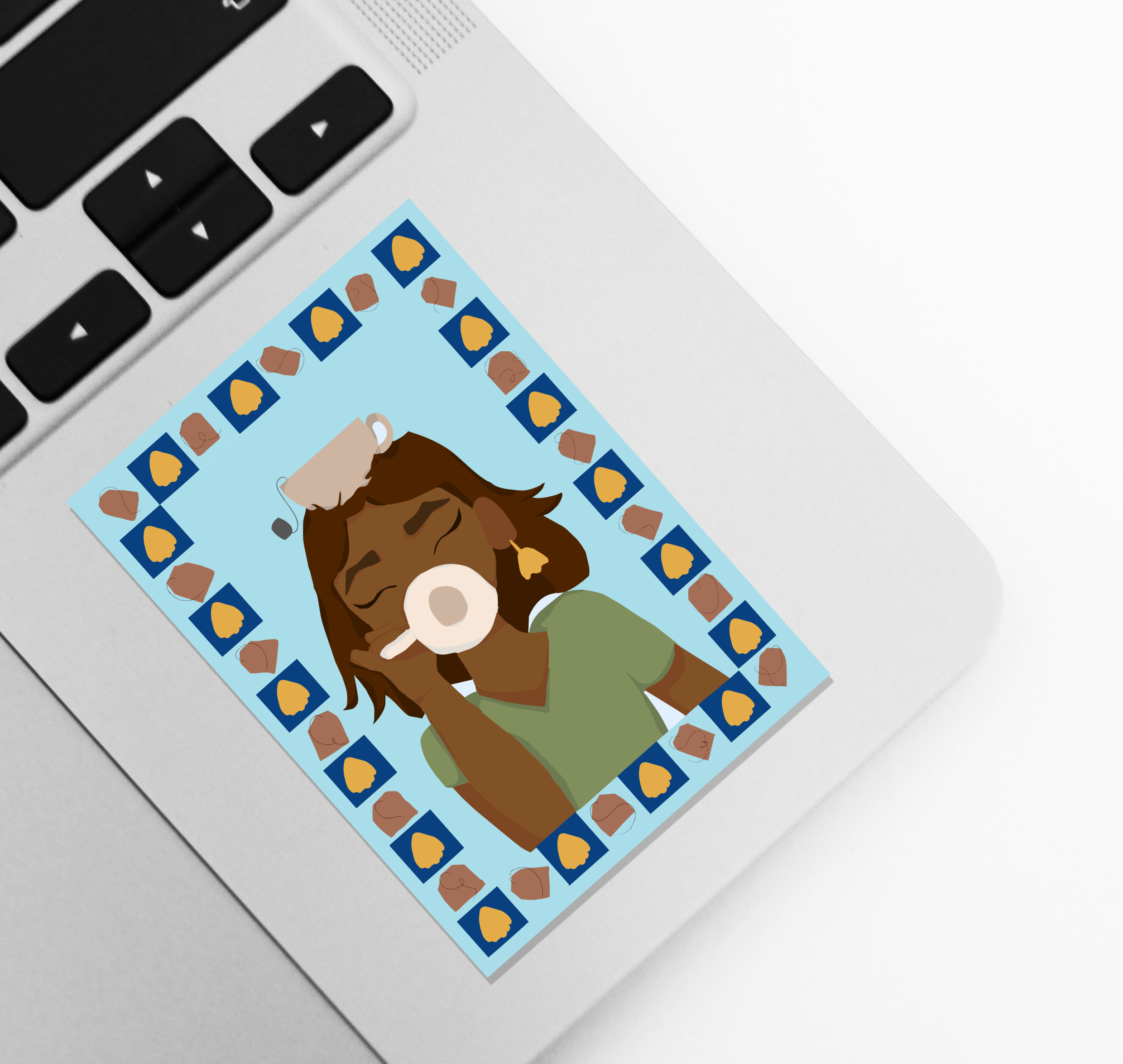 Sipping Chai vinyl Glossy Sticker