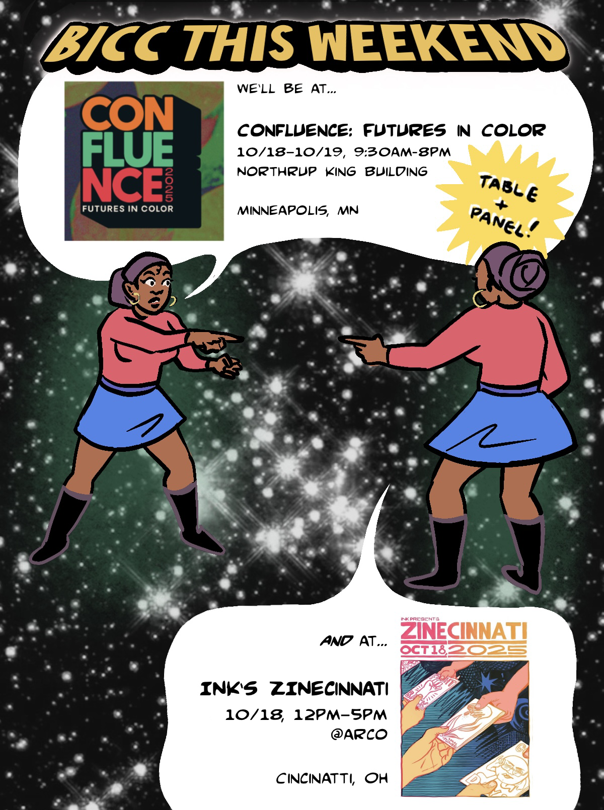 Two places at once, Confluence and Zinecinnati 2025