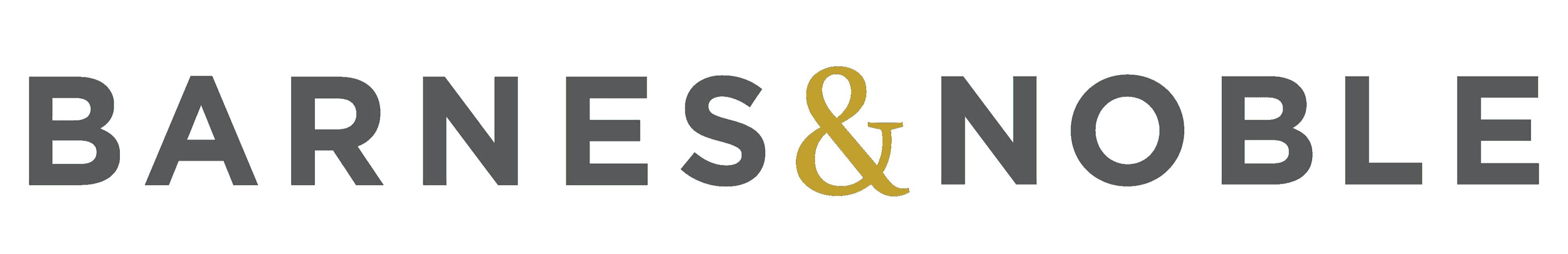 Logo with the words 'BARNES & NOBLE' in grey uppercase letters, with with a yellow-green & symbol in between.