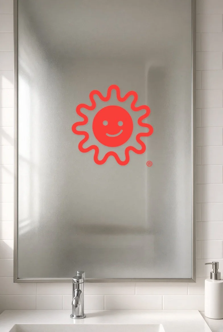 Happy Cell clear sticker on glass