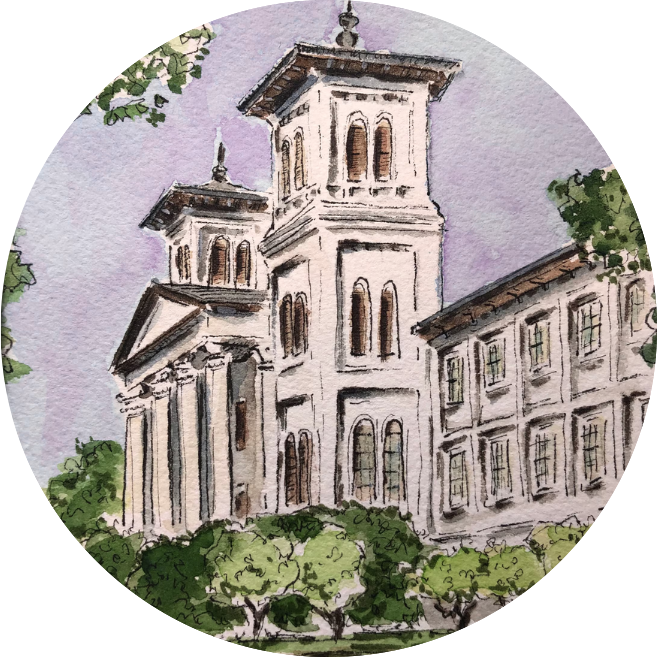 Watercolor Campus Pin