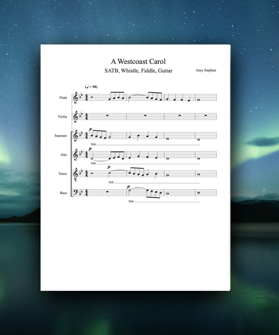 A West Coast Carol - SATB with violin, flute, guitar