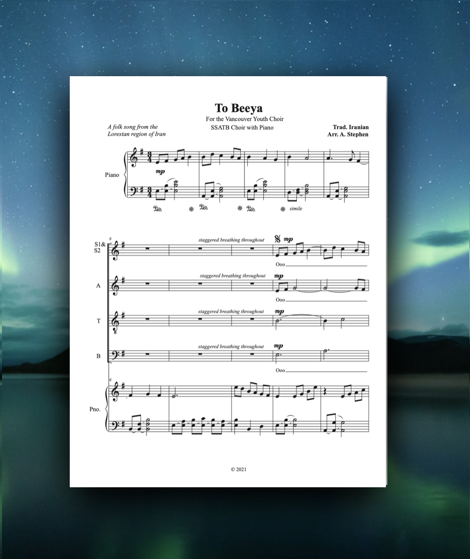 To Beeya - SSATB & piano - Iranian folk song (in Farsi)